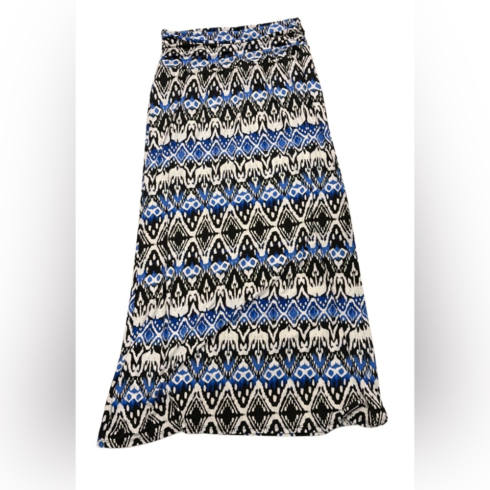 Apt. 9 Blue and Black Geometric Maxi Skirt